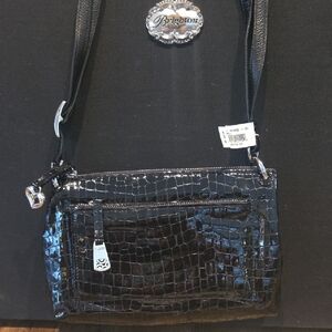 Brighton Patent Leather Croc-Embossed Crossbody Bag